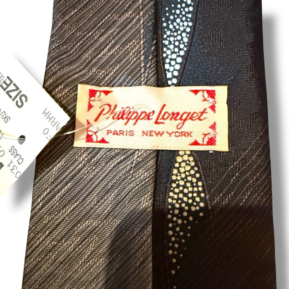 Philippe Longet Tie Men’s One Size Black Gradient Abstract Design Vintage - Picture 4 of 4